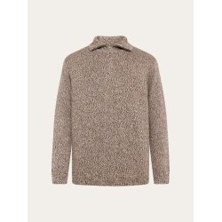 Knowledge Cotton Quarter zip sweater - brown multi 1080132