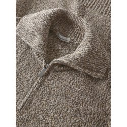 Knowledge Cotton Quarter zip sweater - brown multi 1080132