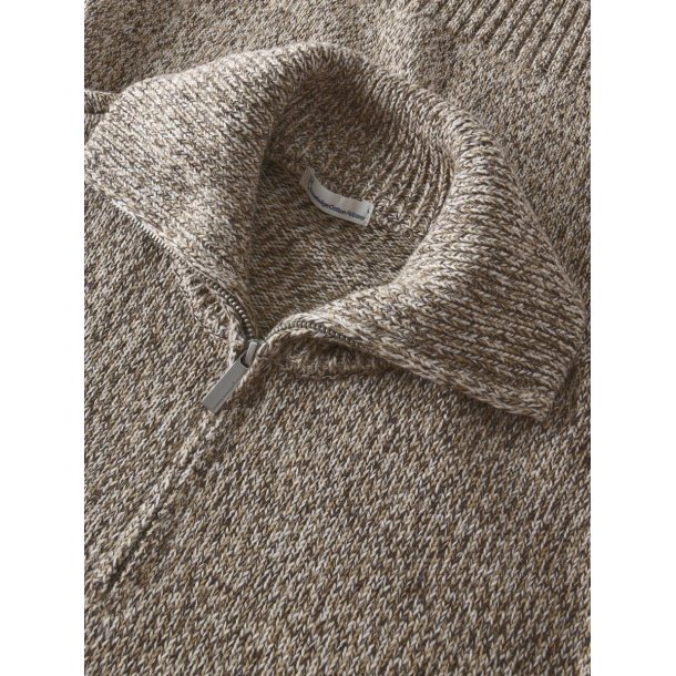 Knowledge Cotton Quarter zip sweater - brown multi 1080132