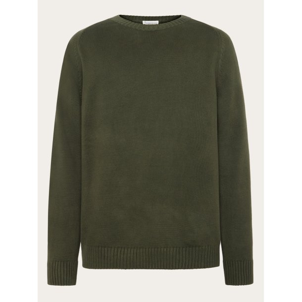 Knowledge Cotton Crew neck core sweater - forest night 1080032