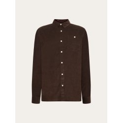 Knowledge Cotton Dune regular corduroy shirt - chocolate torte 1090053