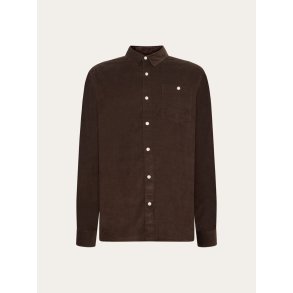 Knowledge Cotton Dune regular corduroy shirt - chocolate torte 1090053