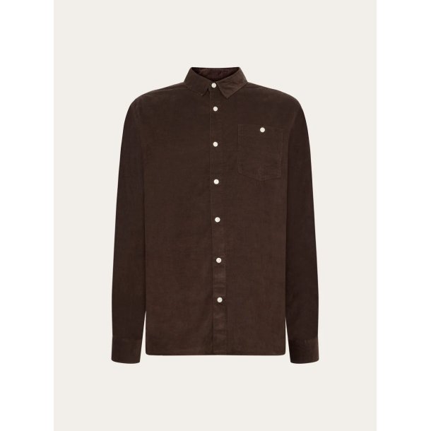 Knowledge Cotton Dune regular corduroy shirt - chocolate torte 1090053