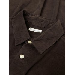 Knowledge Cotton Dune regular corduroy shirt - chocolate torte 1090053