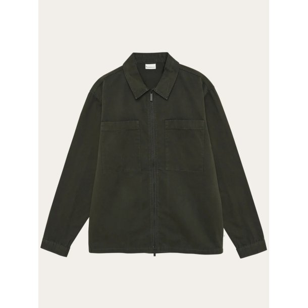 Knowledge Cotton Twill zip overshirt - forrest night 1190075
