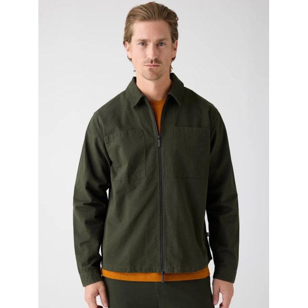 Knowledge Cotton Twill zip overshirt - forrest night 1190075