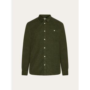 Knowledge Cotton Dune regular corduroy shirt - forest night 1090053