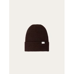 Knowledge Cotton Lambswool rib beanie - chocolate torte 4210035