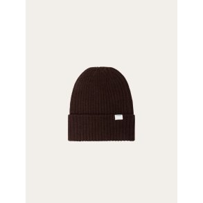 Knowledge Cotton Lambswool rib beanie - chocolate torte 4210035