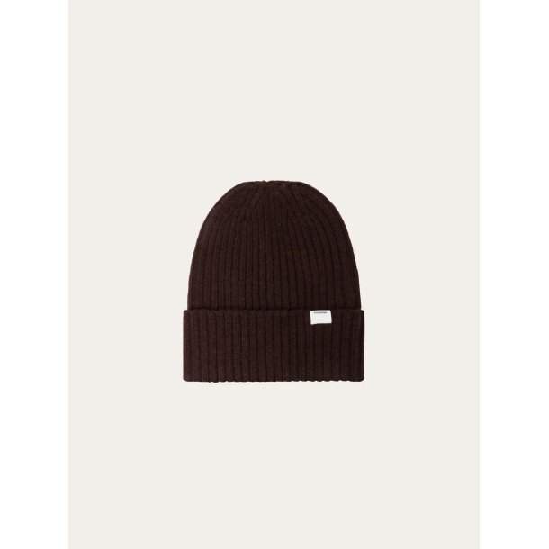 Knowledge Cotton Lambswool rib beanie - chocolate torte 4210035