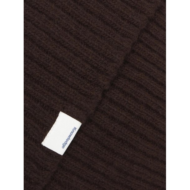 Knowledge Cotton Lambswool rib beanie - chocolate torte 4210035