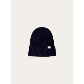 Knowledge Cotton Lambswool rib beanie - total eclipse 420035