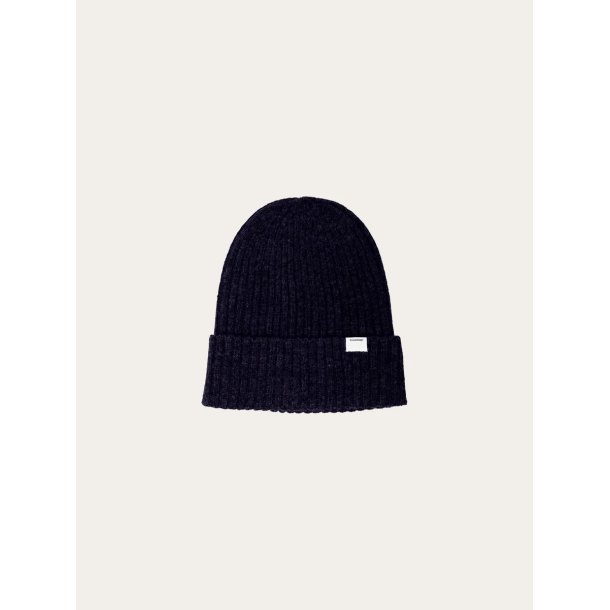 Knowledge Cotton Lambswool rib beanie - total eclipse 420035