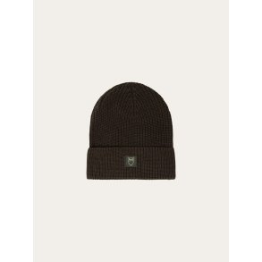 Knowledge Cotton Rib badge beanie - forrest night 4210039