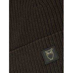 Knowledge Cotton Rib badge beanie - forrest night 4210039