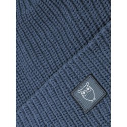 Knowledge Cotton Rib badge beanie - vintage blue 4210039