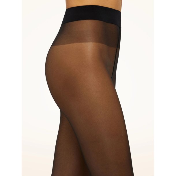 Wolford Satin touch 20 tights shimmering ekstra-wide waistband - black 