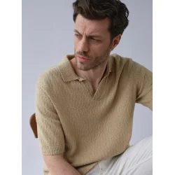 Blue de G�nes John slubby polo - Pale khaki