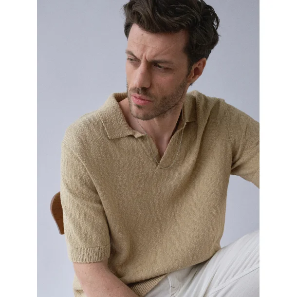 Blue de G�nes John slubby polo - Pale khaki