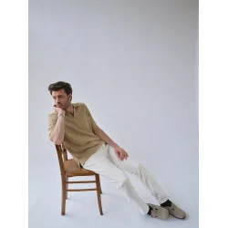 Blue de G�nes John slubby polo - Pale khaki