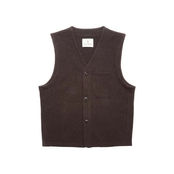 Blue de Gnes Koi wool gilet - chocolate 