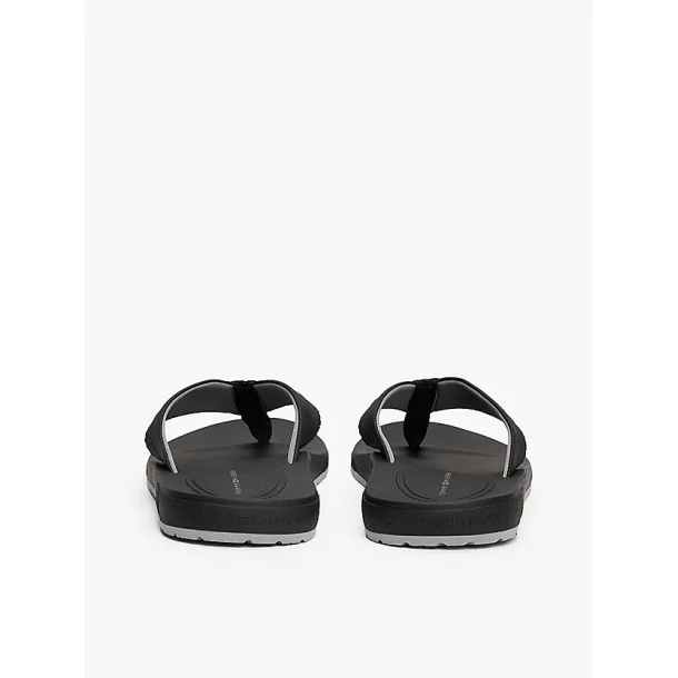 Tommy Hilfiger Contrast Texture Logo Strap Flip Flops - black
