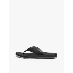 Tommy Hilfiger Contrast Texture Logo Strap Flip Flops - black