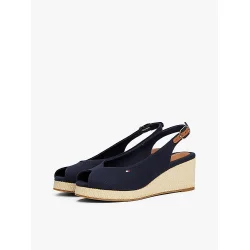 Tommy Hilfiger Canvas Slingback Wedge Espadrille Sandals - Navy
