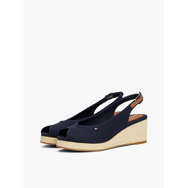 Tommy Hilfiger Canvas Slingback Wedge Espadrille Sandals - Navy