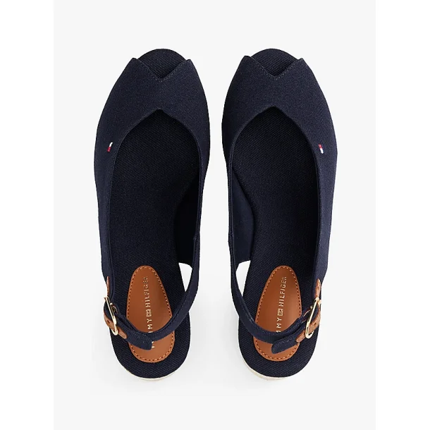 Tommy Hilfiger Canvas Slingback Wedge Espadrille Sandals - Navy