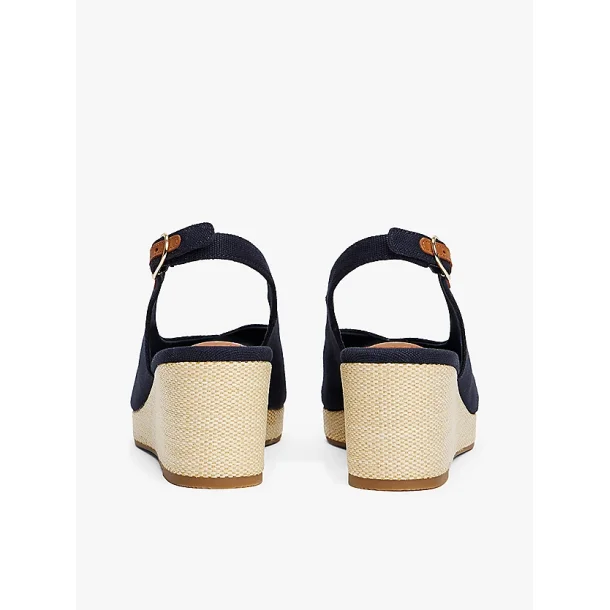 Tommy Hilfiger Canvas Slingback Wedge Espadrille Sandals - Navy