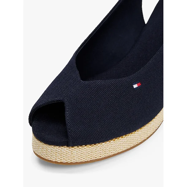 Tommy Hilfiger Canvas Slingback Wedge Espadrille Sandals - Navy