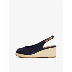 Tommy Hilfiger Canvas Slingback Wedge Espadrille Sandals - Navy