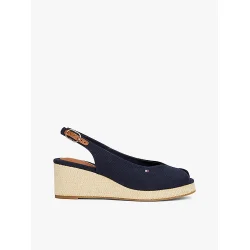 Tommy Hilfiger Canvas Slingback Wedge Espadrille Sandals - Navy