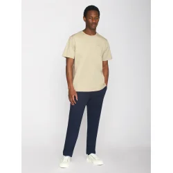 Knowledge Cotton  Regular fit Badge t-shirt 1010605 -  Safari melange