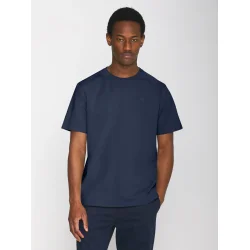Knowledge Cotton  Regular fit Badge t-shirt 1010605 - Insigna Blue melange