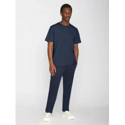 Knowledge Cotton  Regular fit Badge t-shirt 1010605 - Insigna Blue melange