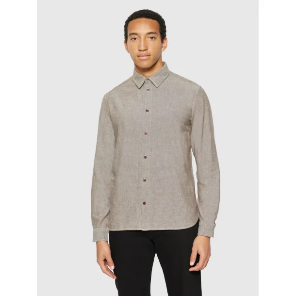Knowledge Cotton Regular fit heavy twill flannel shirt 1090114 - Demitasse 