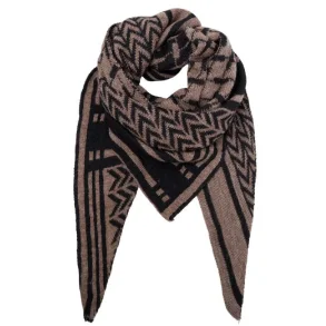 Black Colour BCBEX triangle scarf  - Black/taupe 208279
