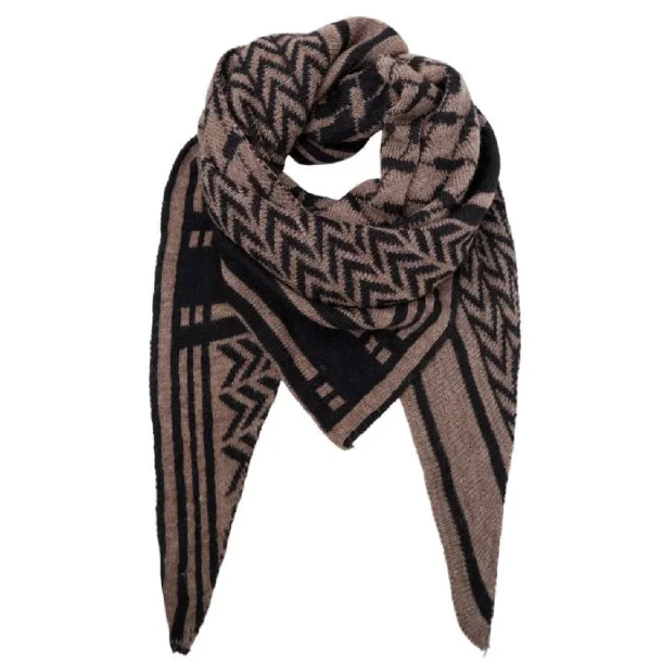 Black Colour BCBEX triangle scarf  - Black/taupe 208279