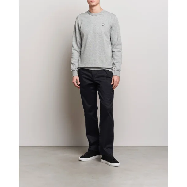 Knowledge Cotton ERIK basic badge sweat 30518 - grey mel.
