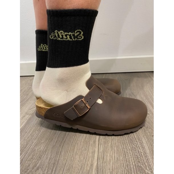 Smiley strmpe - sort/hvid