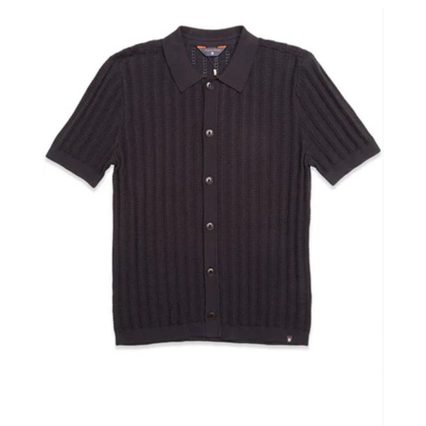 Blue de Gnes Combra Open Polo Knit - navy 