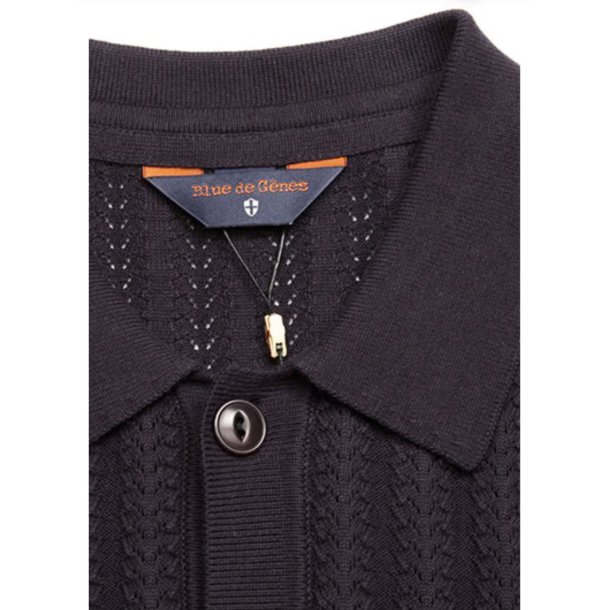 Blue de Gnes Combra Open Polo Knit - navy 