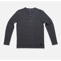 Blue de Gnes Bono Stripe L/S grandad 11175 - navy stripe 