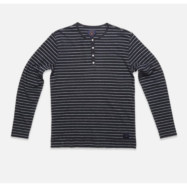 Blue de Gnes Bono Stripe L/S grandad 11175 - navy stripe 