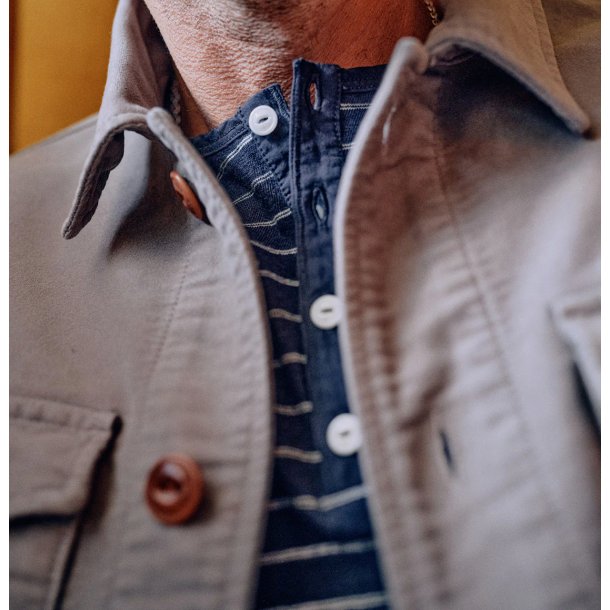 Blue de Gnes Bono Stripe L/S grandad 11175 - navy stripe 