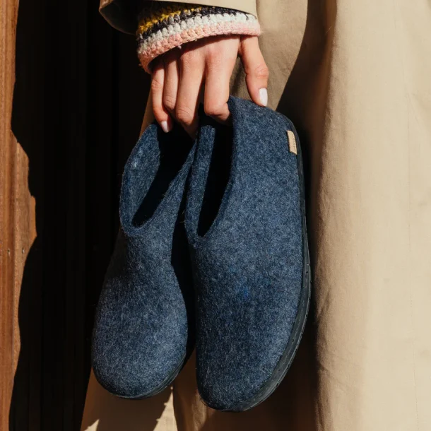 Glerups Sko m. sort gummisl - denim