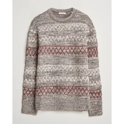 Knowledge Cotton Strikket mnster rund hals 1080078 - brown stribe