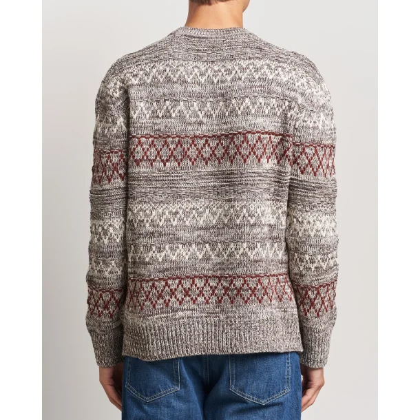 Knowledge Cotton Strikket mnster rund hals 1080078 - brown stribe